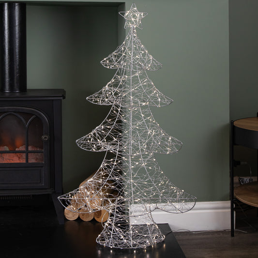 90cm Light Up Christmas Tree Silhouette Decoration with 300 Warm White LEDs