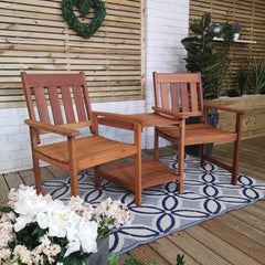 Atlanta 2 Seater Wooden Garden Patio Love Seat and Table Set