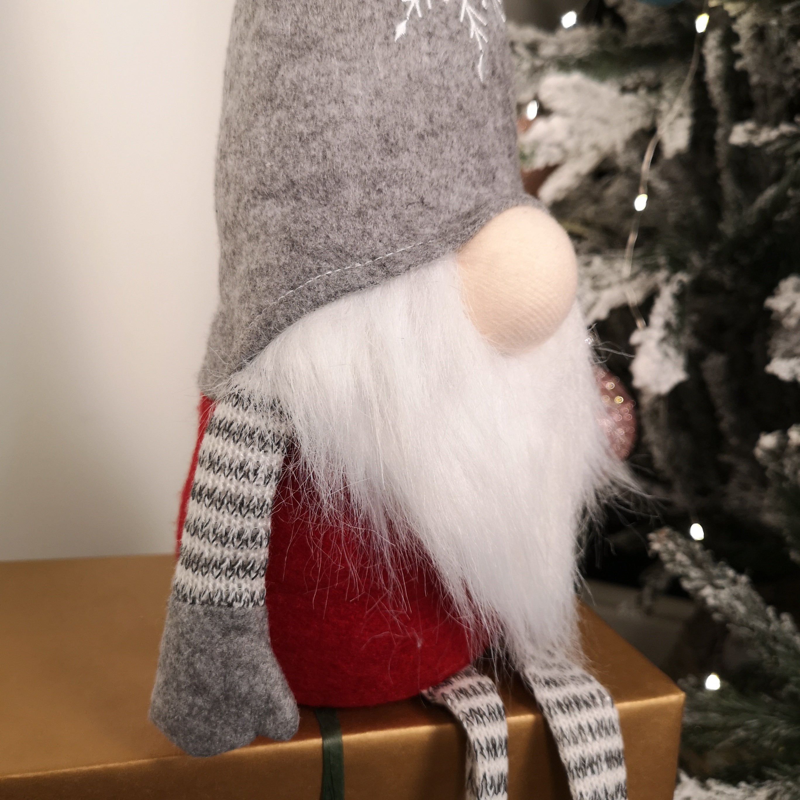 74cm Christmas Sitting Bearded Gonk with Dangly Legs in Grey Hat