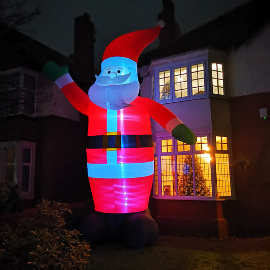 Factory Seconds: GIANT: 20ft (6m) Outdoor Inflatable Lit Christmas Santa with Raised Arm & 28 LEDs