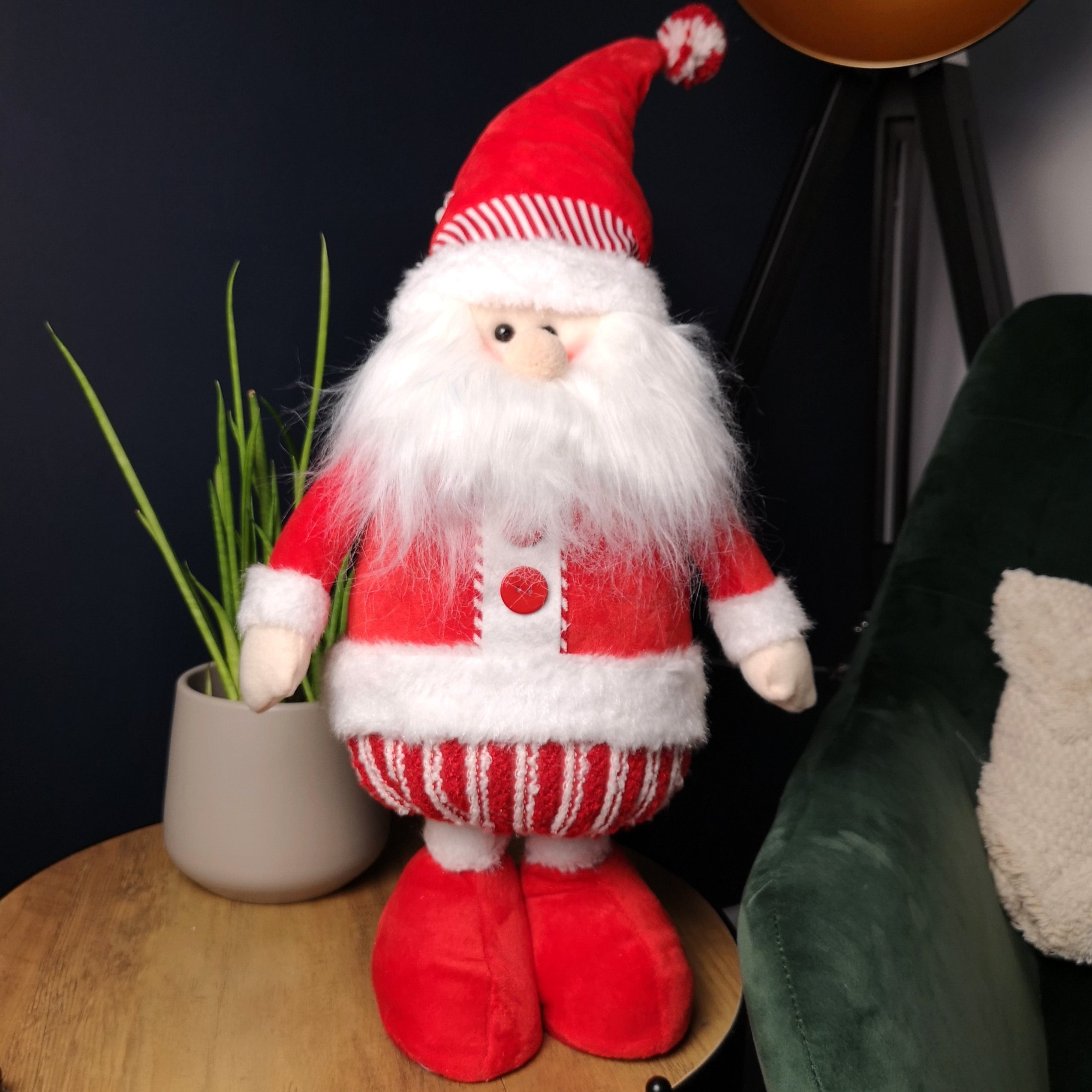 94cm Red and White Standing Santa with Telescopic Legs Christmas Decoration