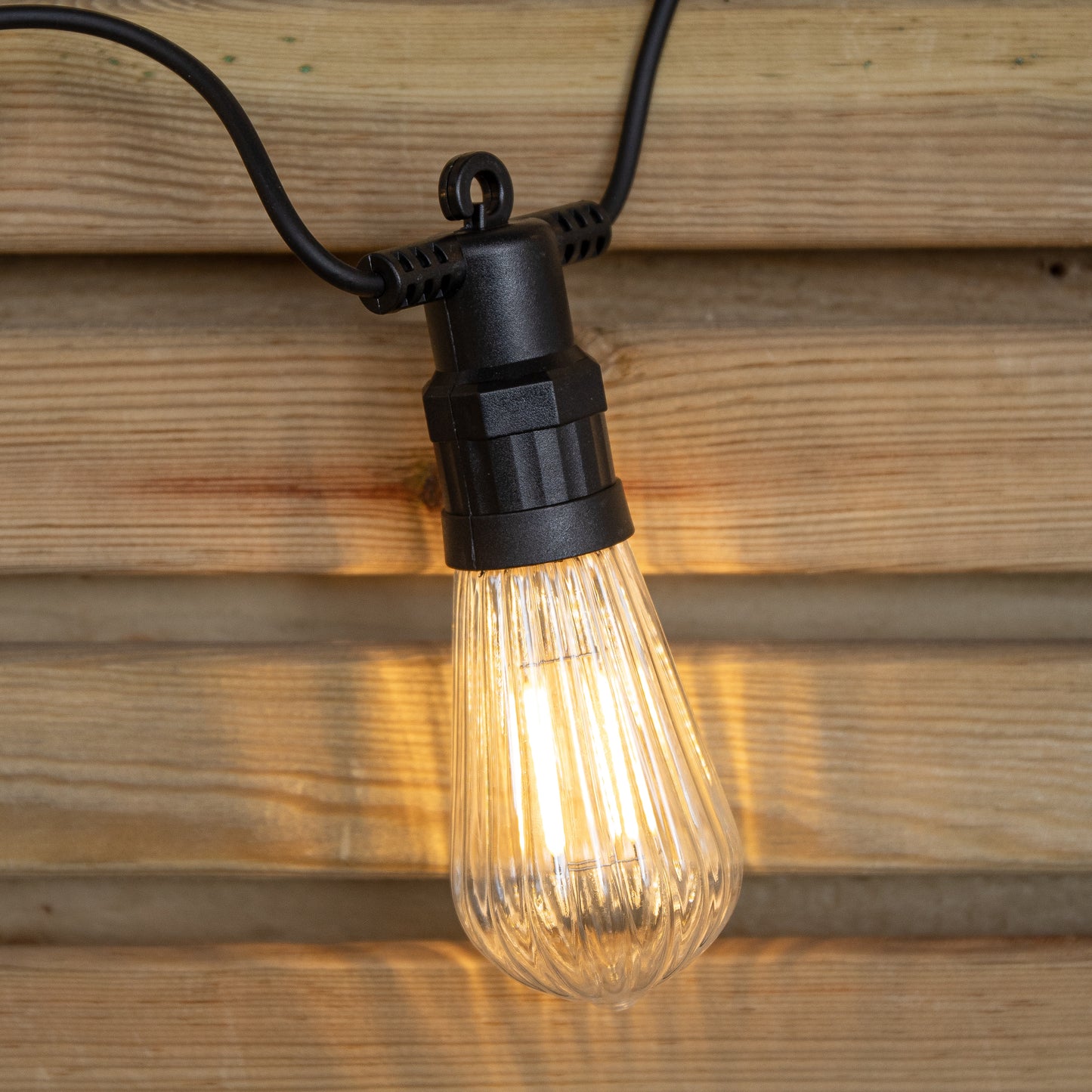 4.5m Set of 10 Connectable Fluted Festoon String Lights with Warm White LEDs