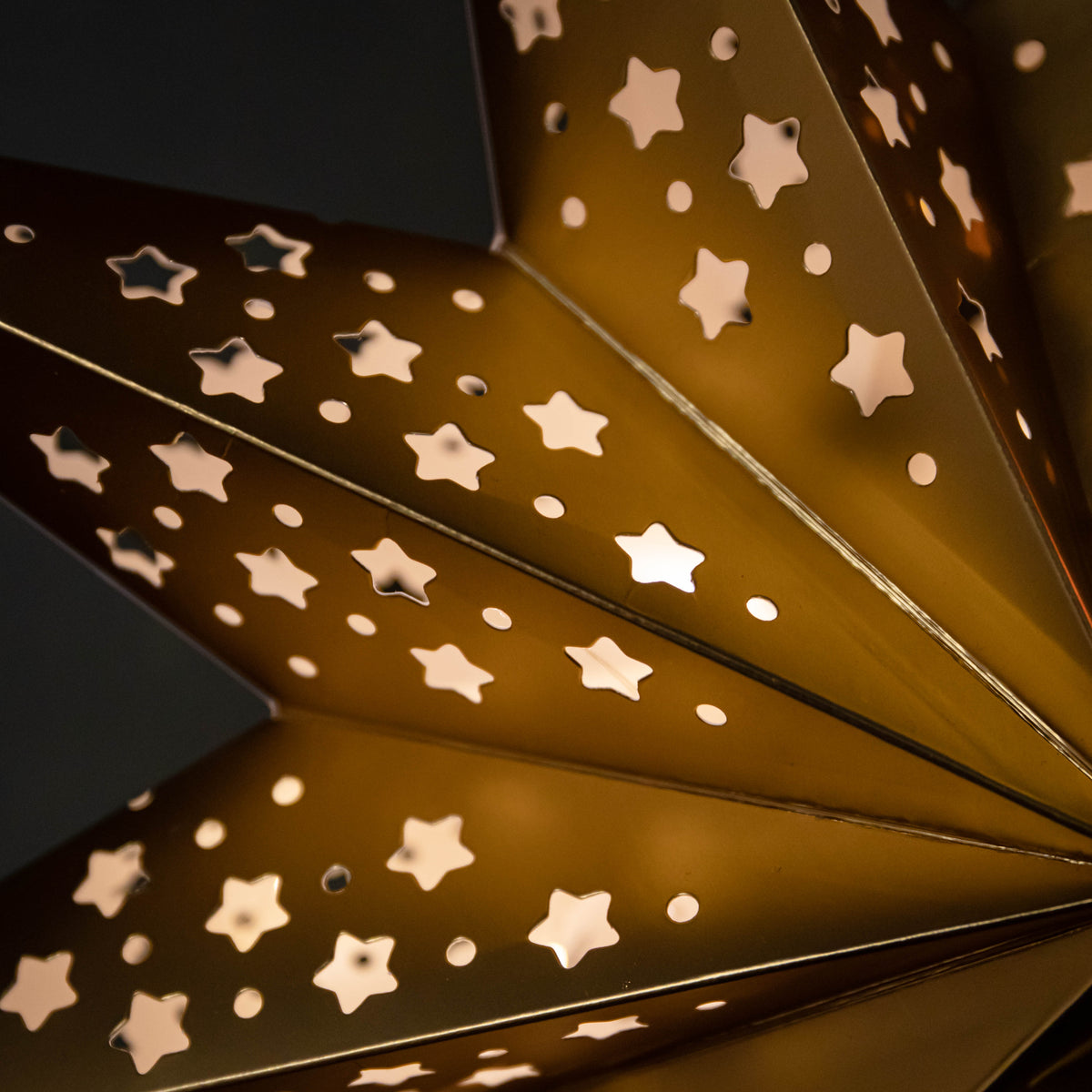 50cm Battery Powered Light up Gold Origami Hanging Christmas Star with LEDs