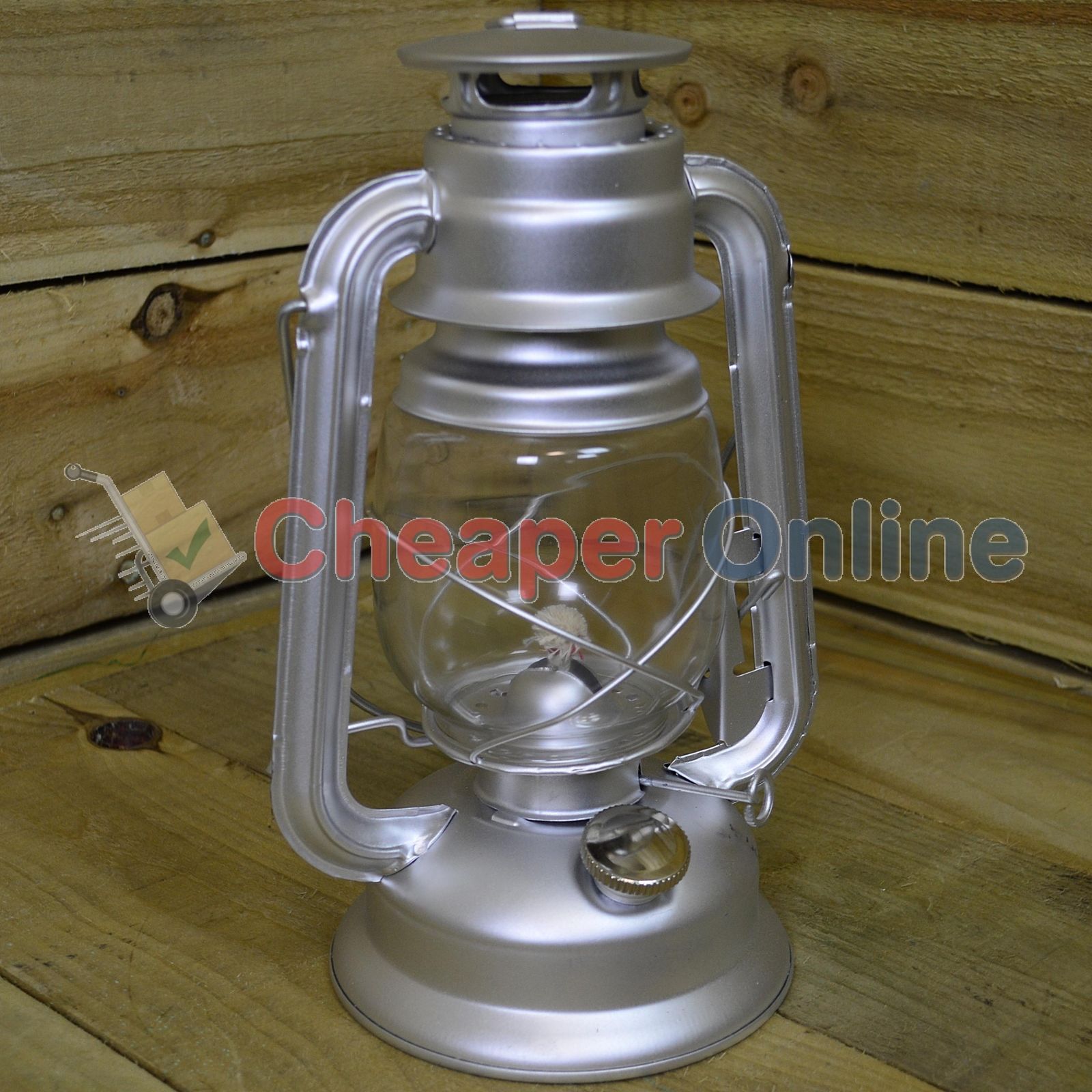 12" Paraffin Hurricane Camping Lantern Light - Silver
