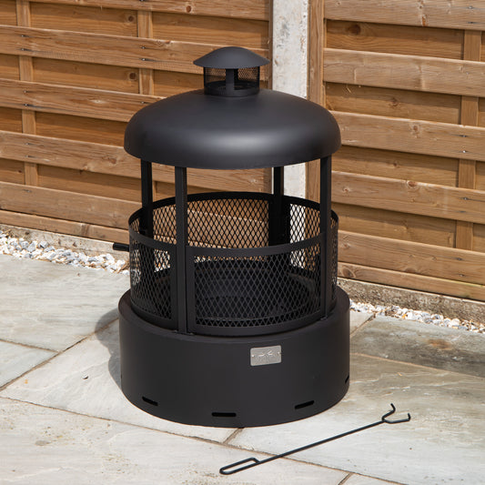 80cm Black Steel Firedancer Chiminea Fire Pit with Fire Poker