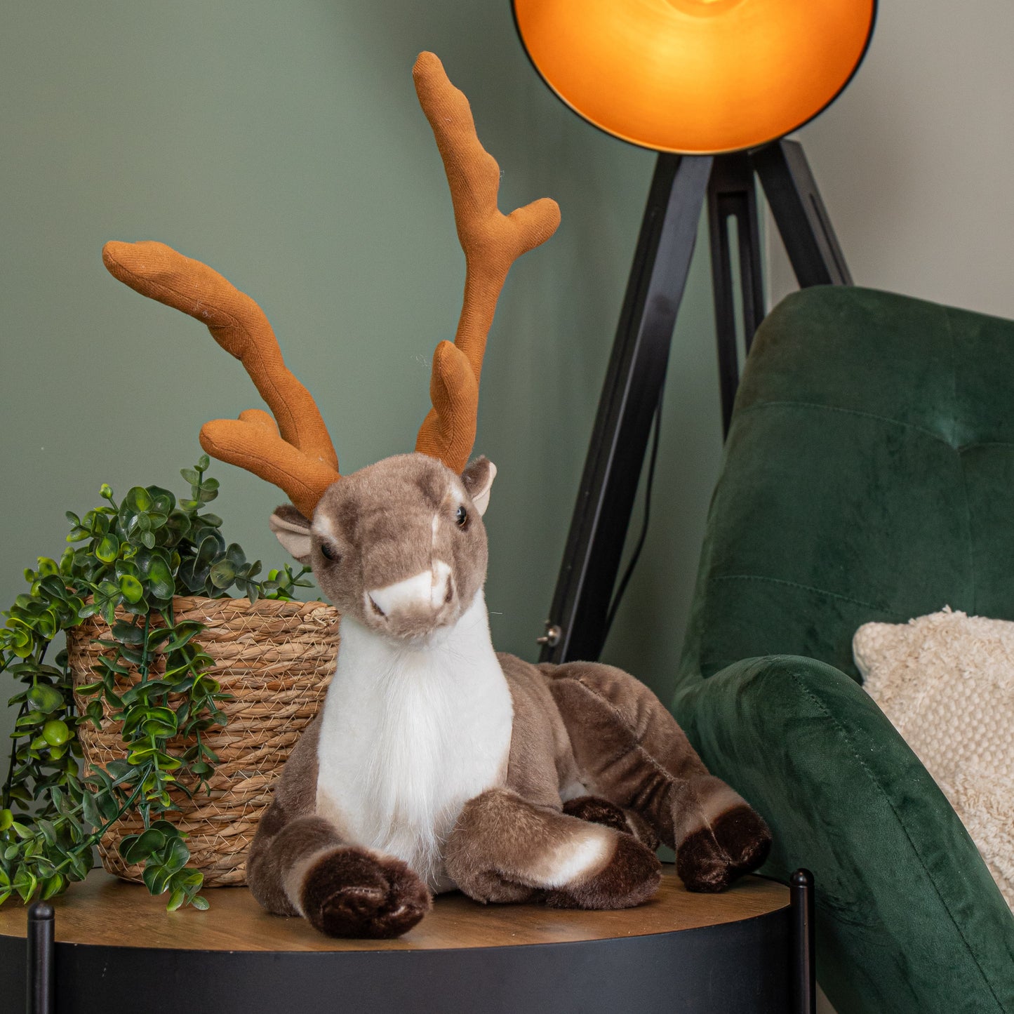 40cm Plush Soft Fabric Sitting Reindeer Christmas Cuddly Decoration