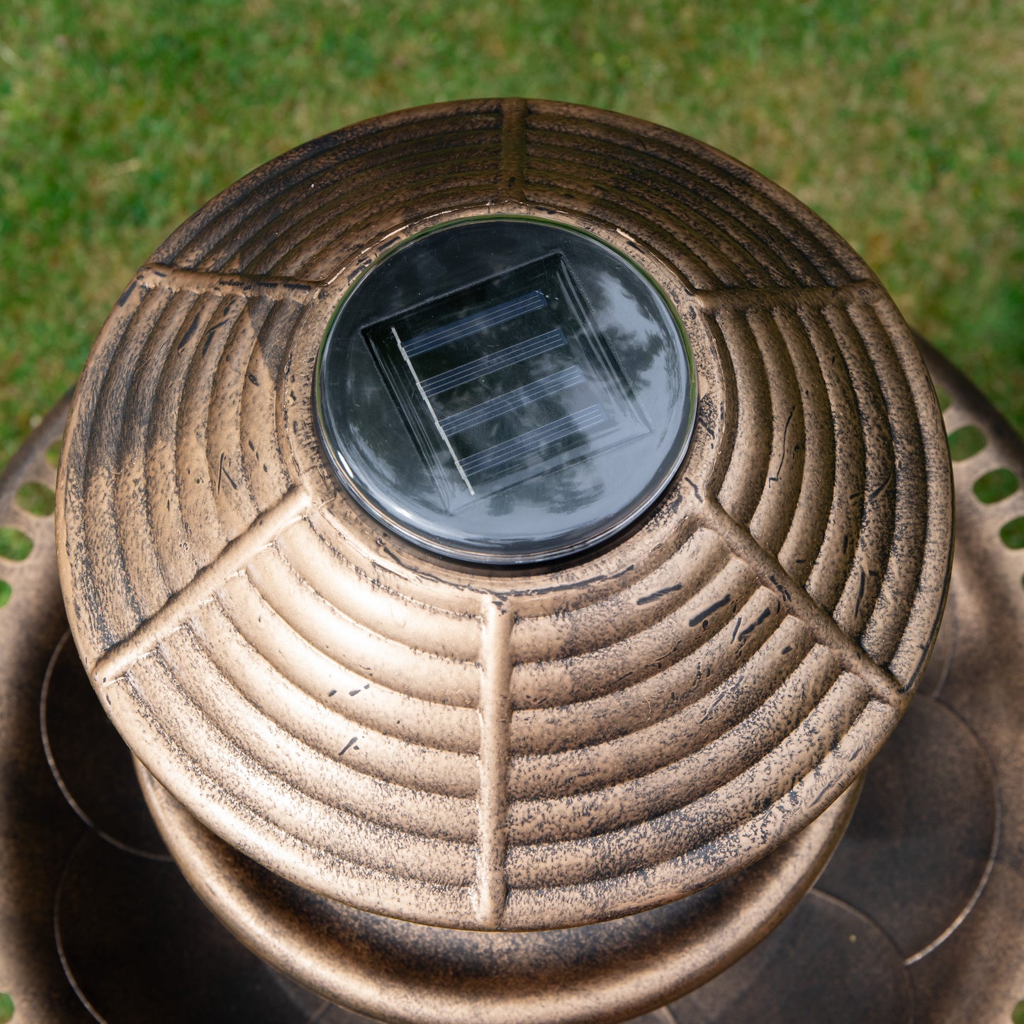 1.1m Bronze Effect Resin Garden Bird Bath & Table with Solar Light