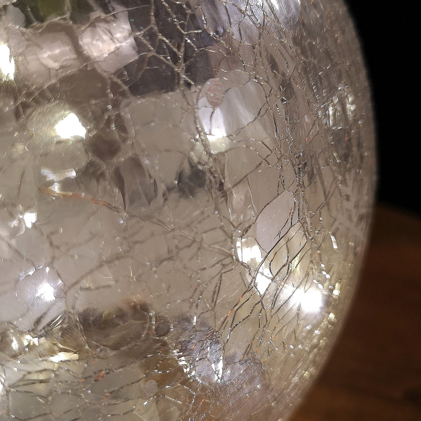 20cm Battery Operated Warm White LED Crackle Effect Ball Christmas Decoration with Santa