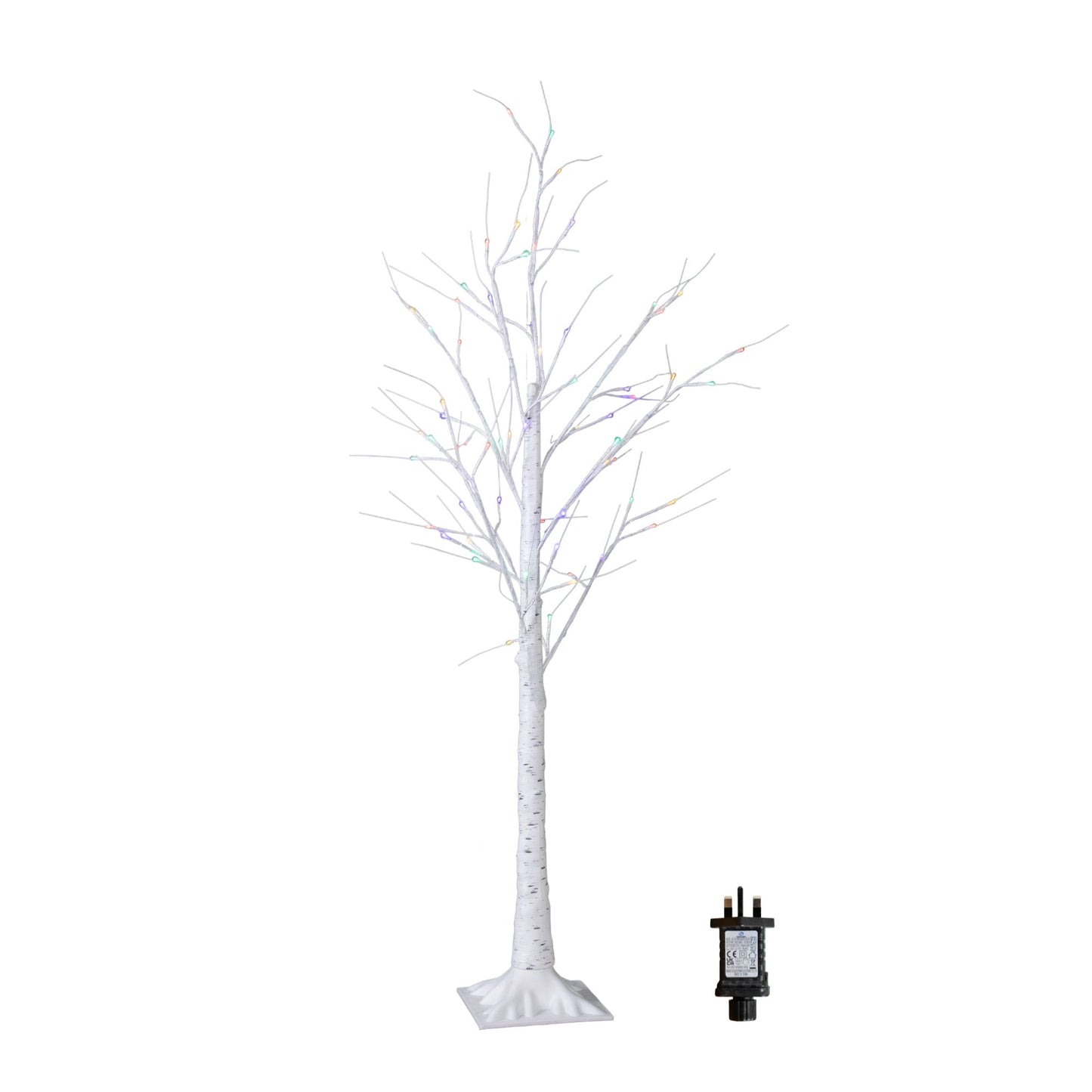 5ft (1.5m) Light up Christmas Birch Tree with 64 Multi-Coloured LEDs