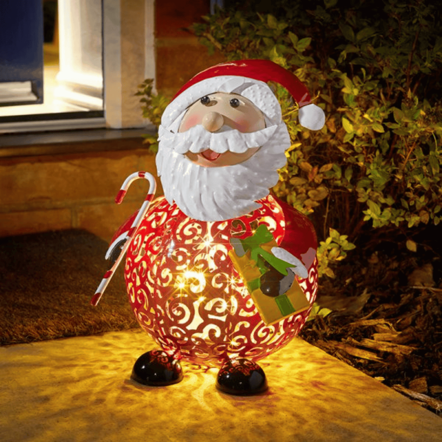 30cm Battery Operated Filigree Christmas Santa Folk Light Decoration with LEDs
