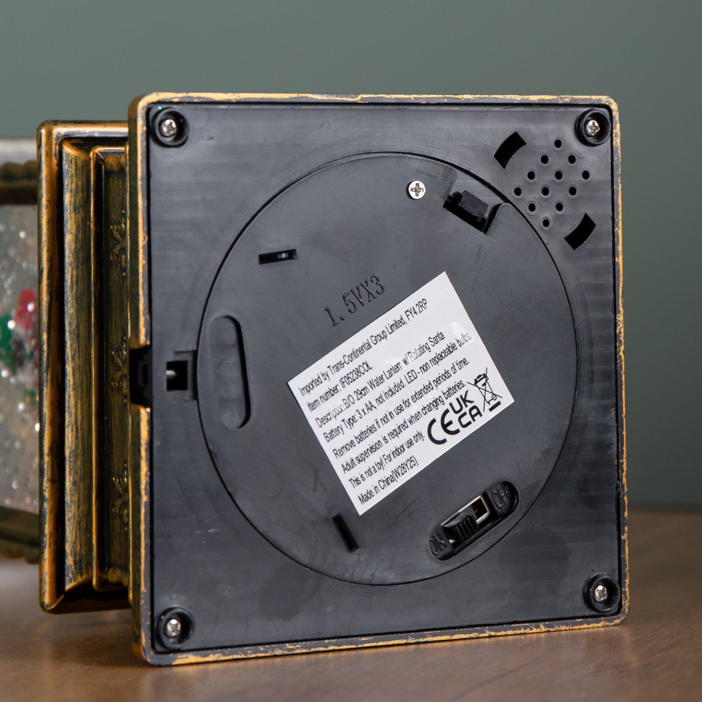 29cm Battery Operated Light up Christmas Water Spinner with Rotating Santa & LEDs