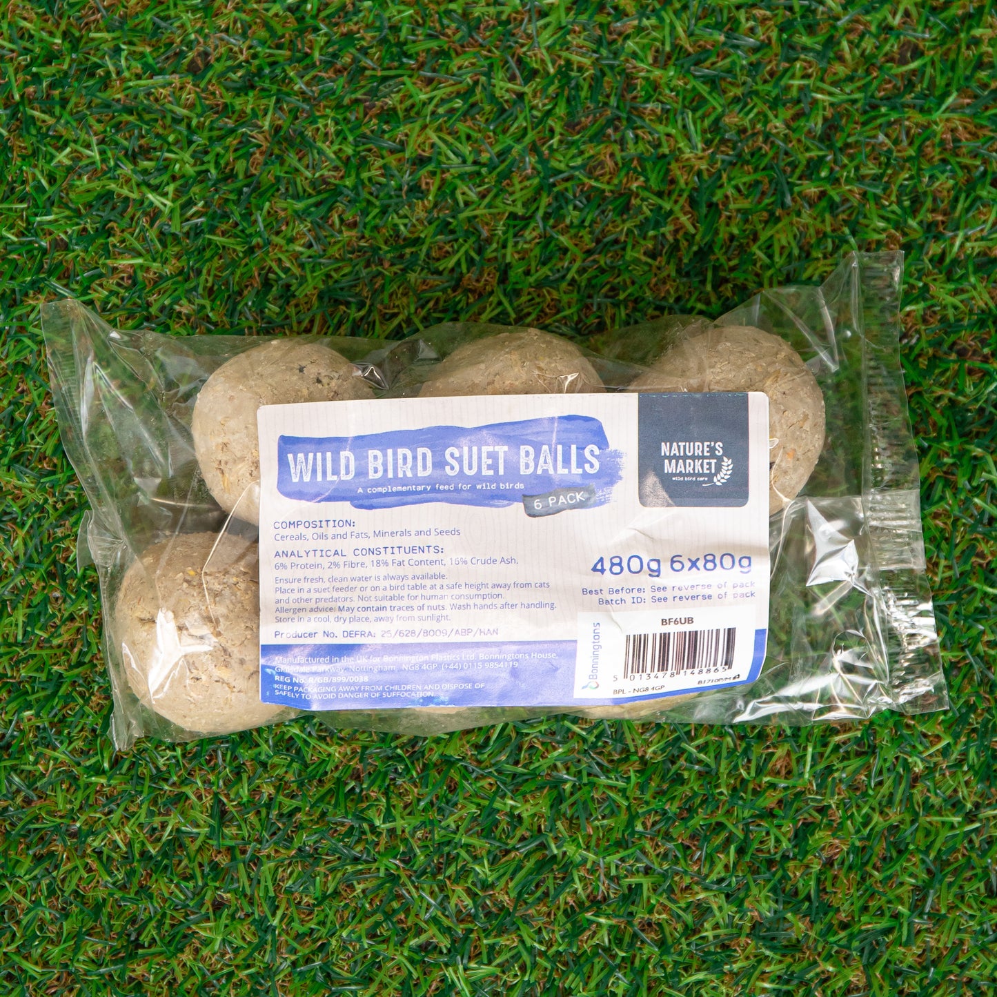 Pack of 6 Bird Wildlife Nutritional Suet Fat Balls