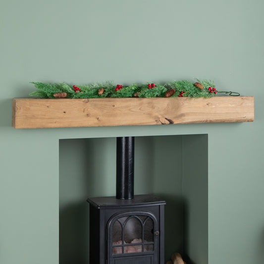 1.50m Pine and Red Berry Christmas Garland with Pinecones