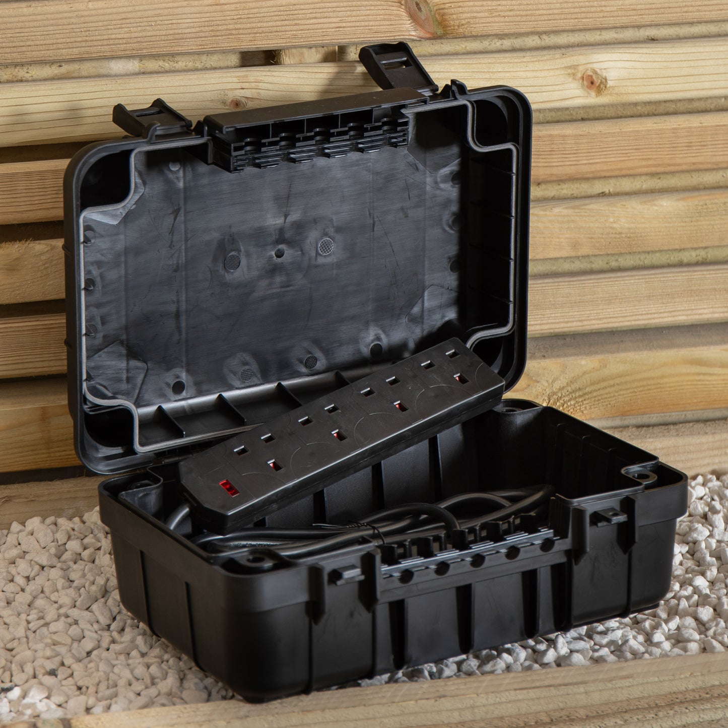34cm x 21cm Large Black Outdoor Weatherproof Connection Box with Extension Cable
