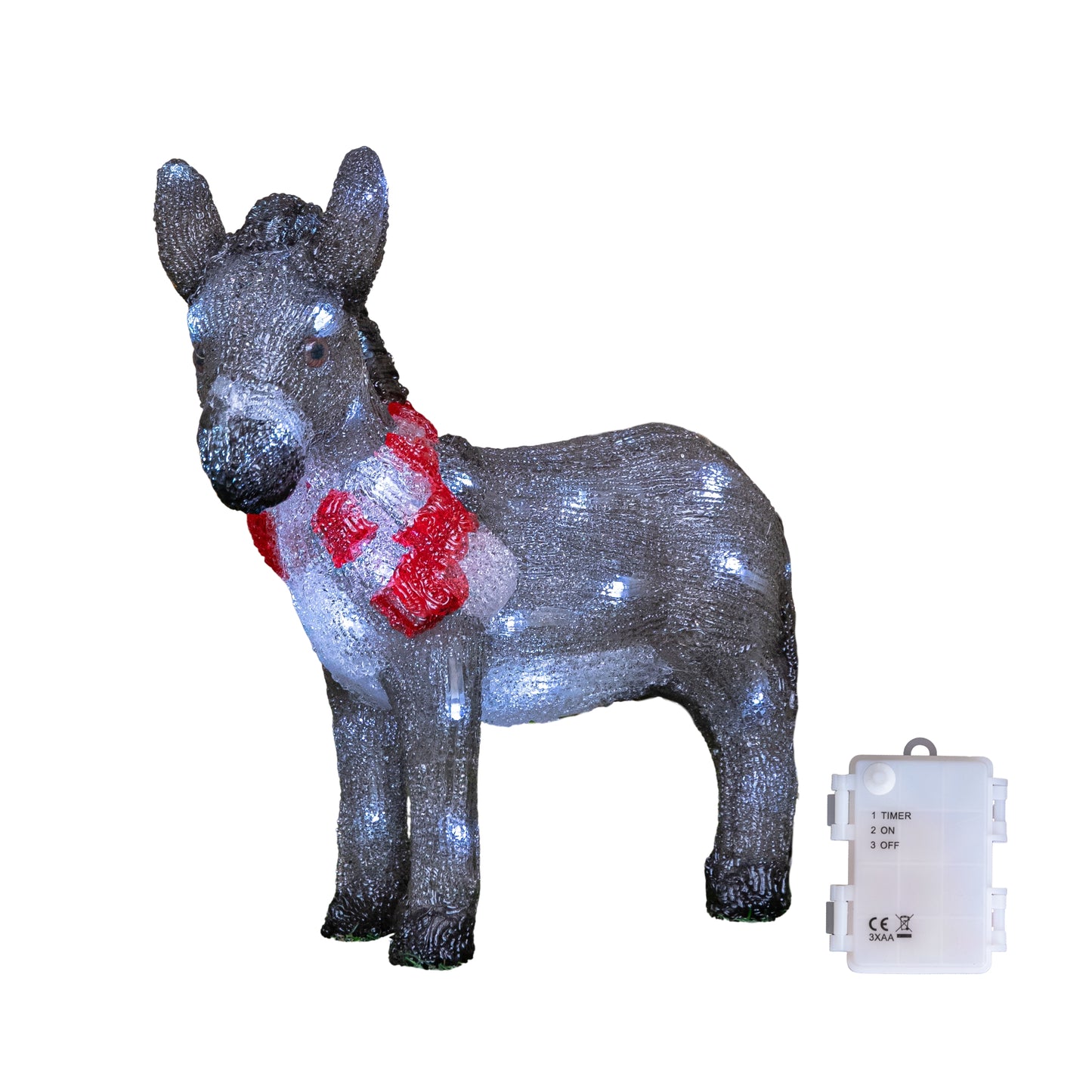 34cm Battery Operated LED Light up Acrylic Christmas Donkey Decoration