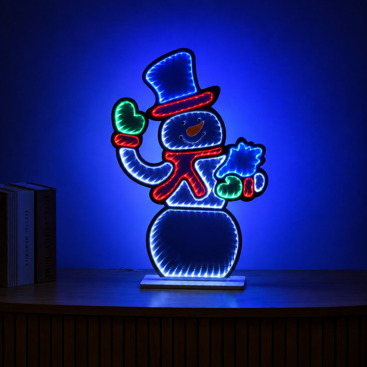 60cm Light up Waving Snowman Christmas Infinity Mirror with LEDs