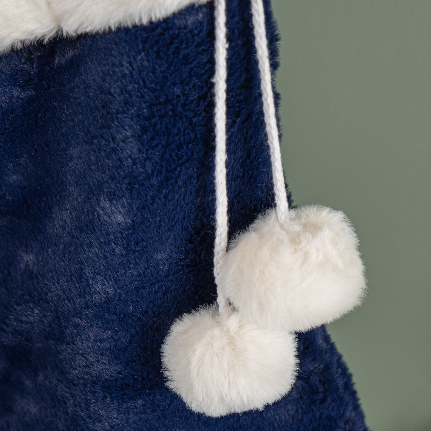 55cm Blue Soft Plush Hanging Christmas Stocking with Faux Fur Trim and Pom Poms