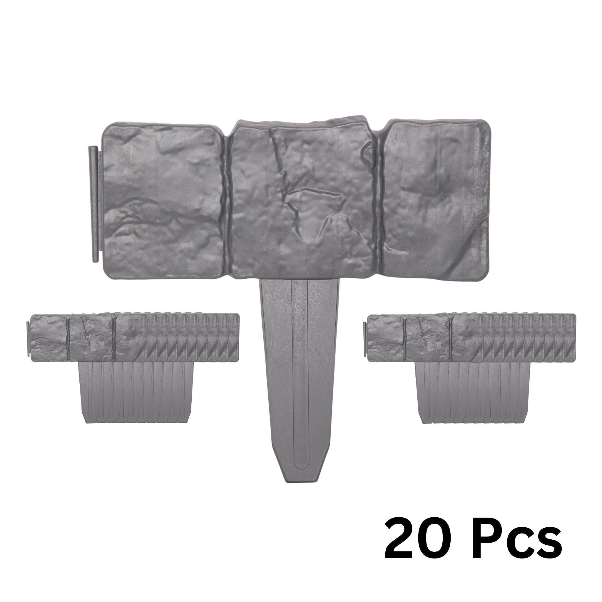 23cm Set of 20 Grey Cobble Stone Effect Garden Edging Border