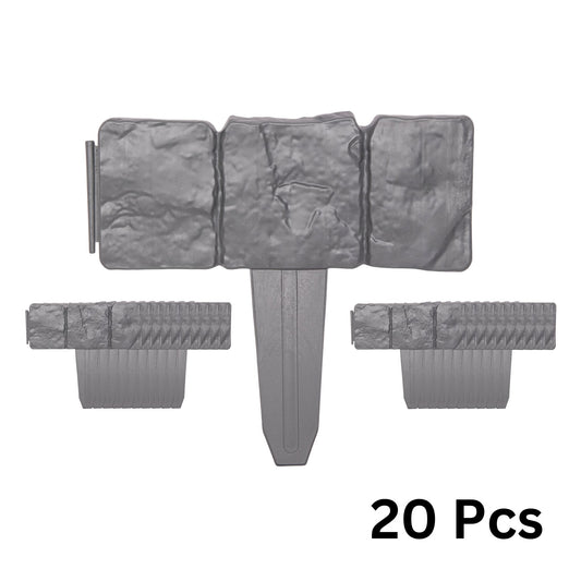 23cm Set of 20 Grey Cobble Stone Effect Garden Edging Border