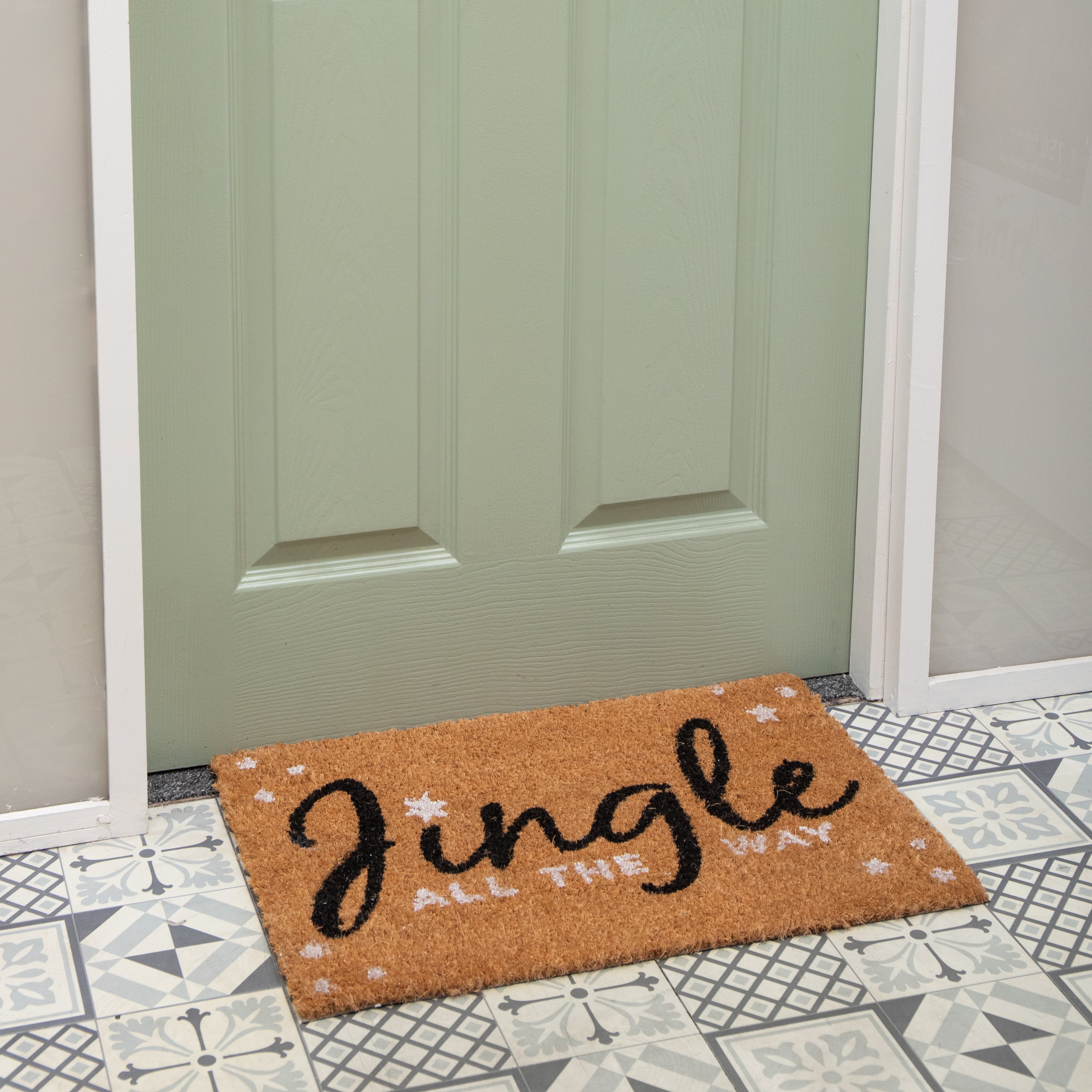 60cm x 40cm Jingle All The Way Coir Doormat with PVC Backing