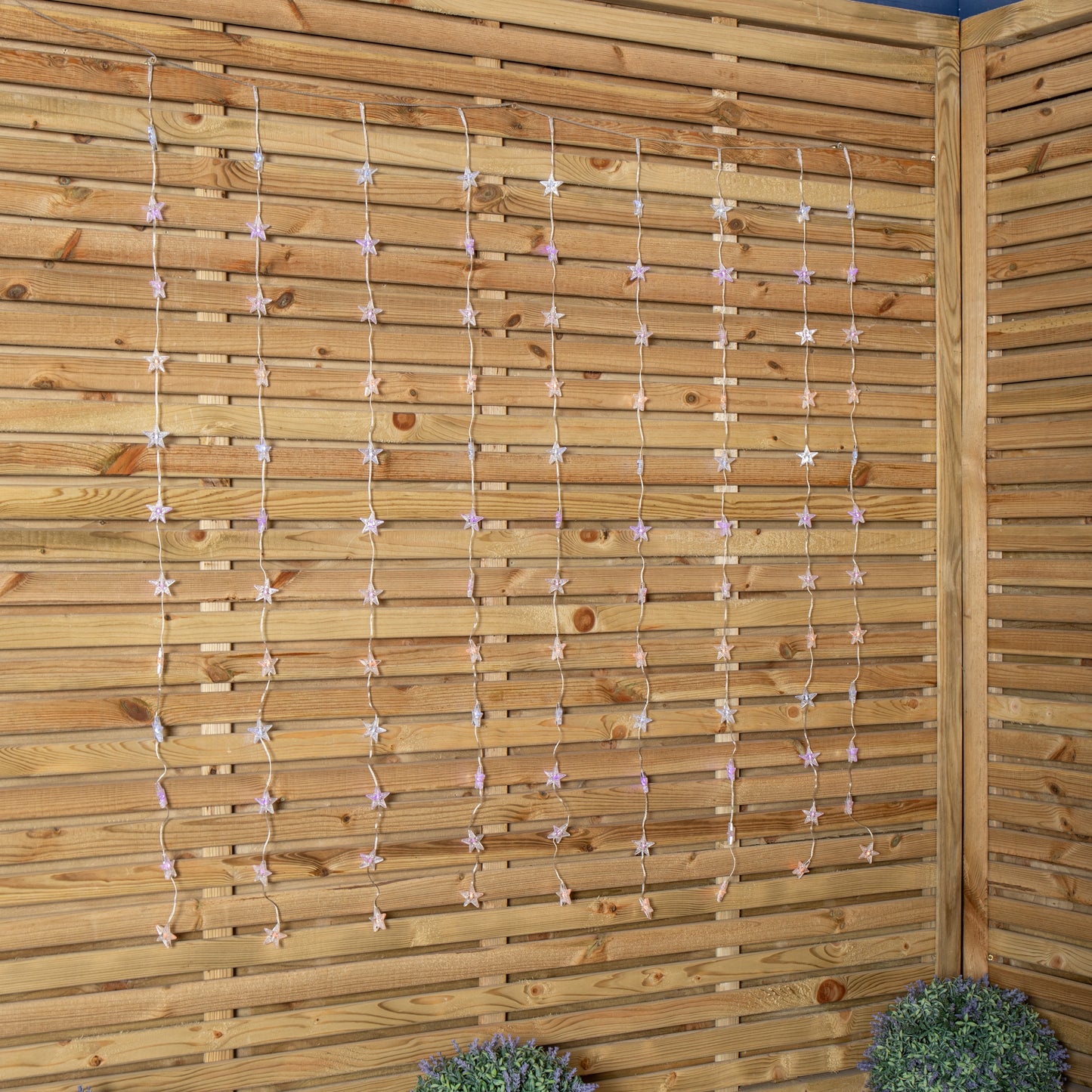 1.2 x 1.2m Light up Christmas Star Curtain Lights with 108 Rainbow LEDs