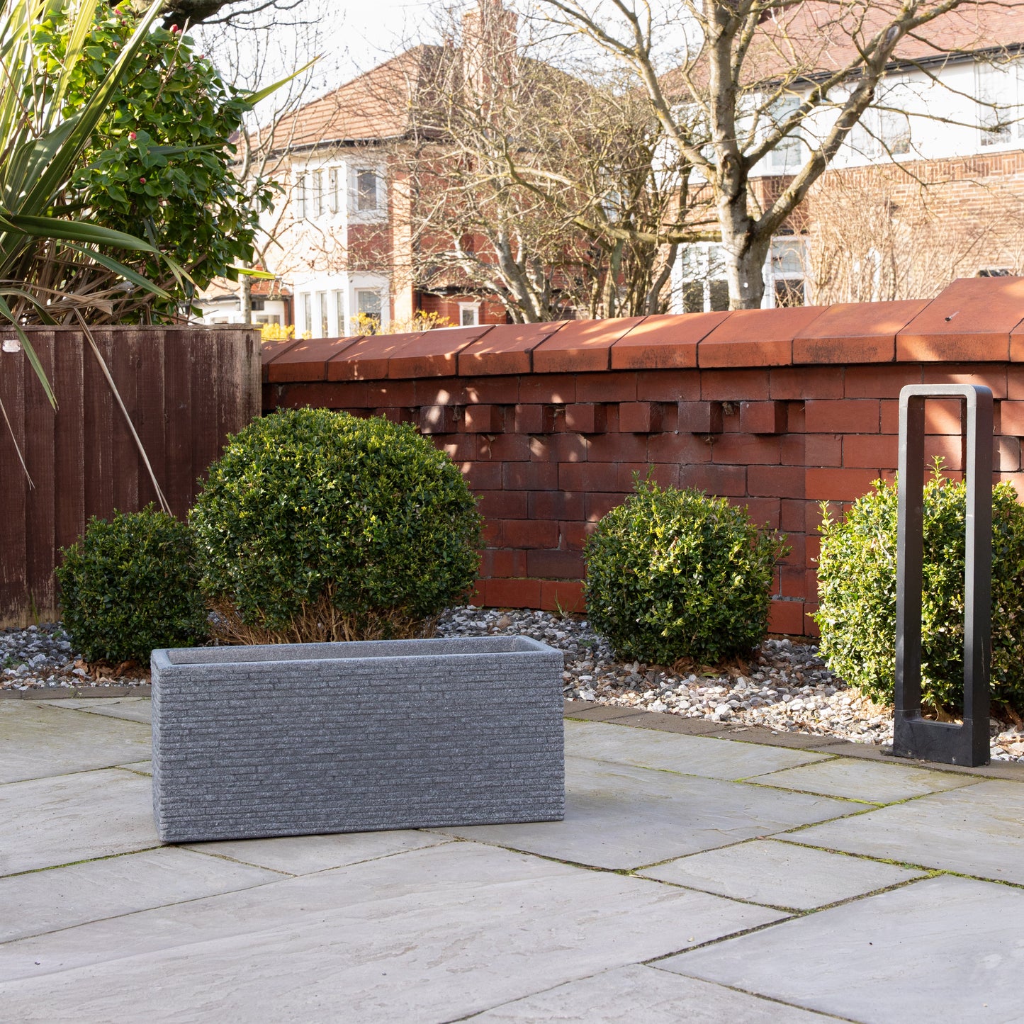 25cm Plastic Ash Grey Slate Effect Garden Patio Trough