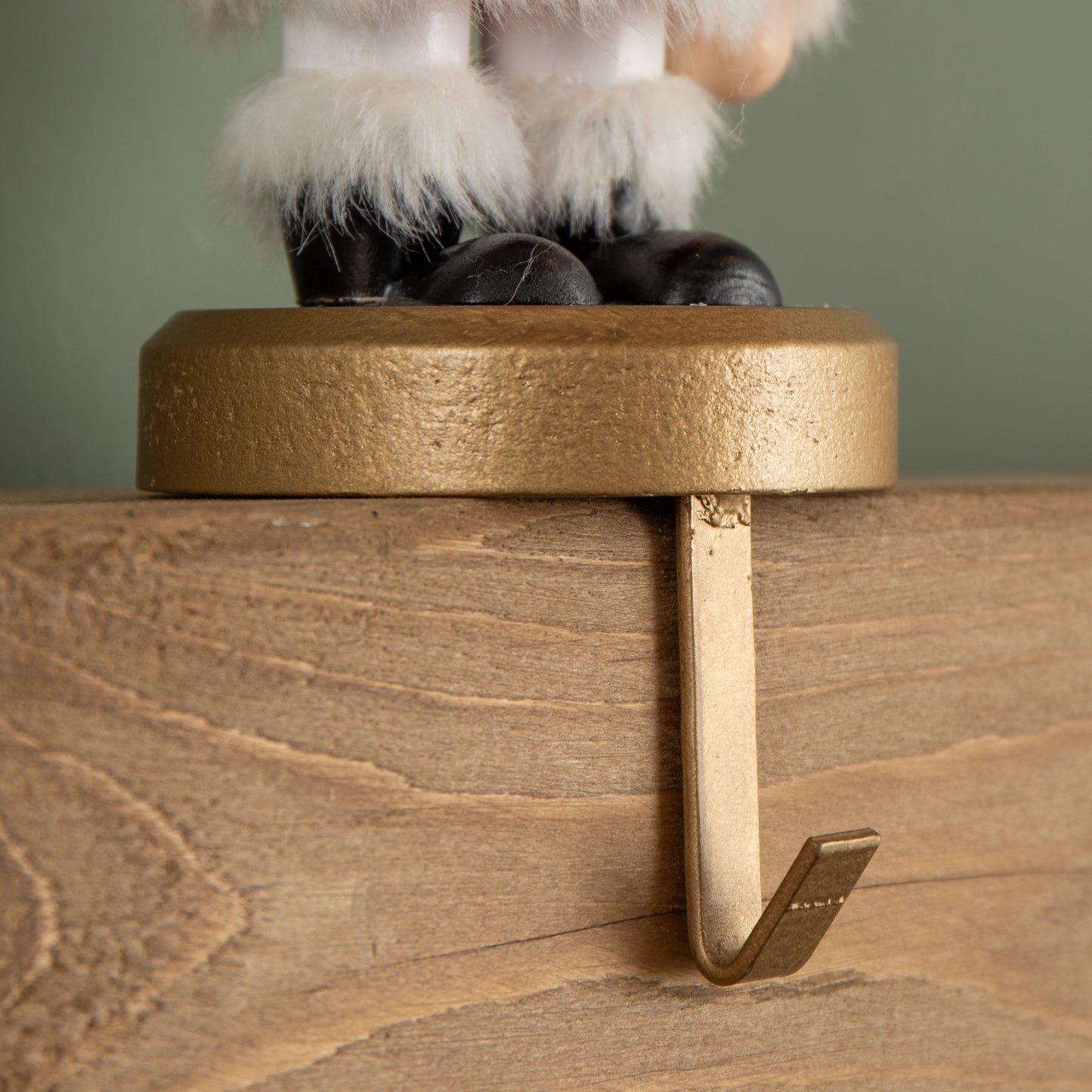 19cm Traditional Wooden Santa Nutcracker Christmas Stocking Holder 