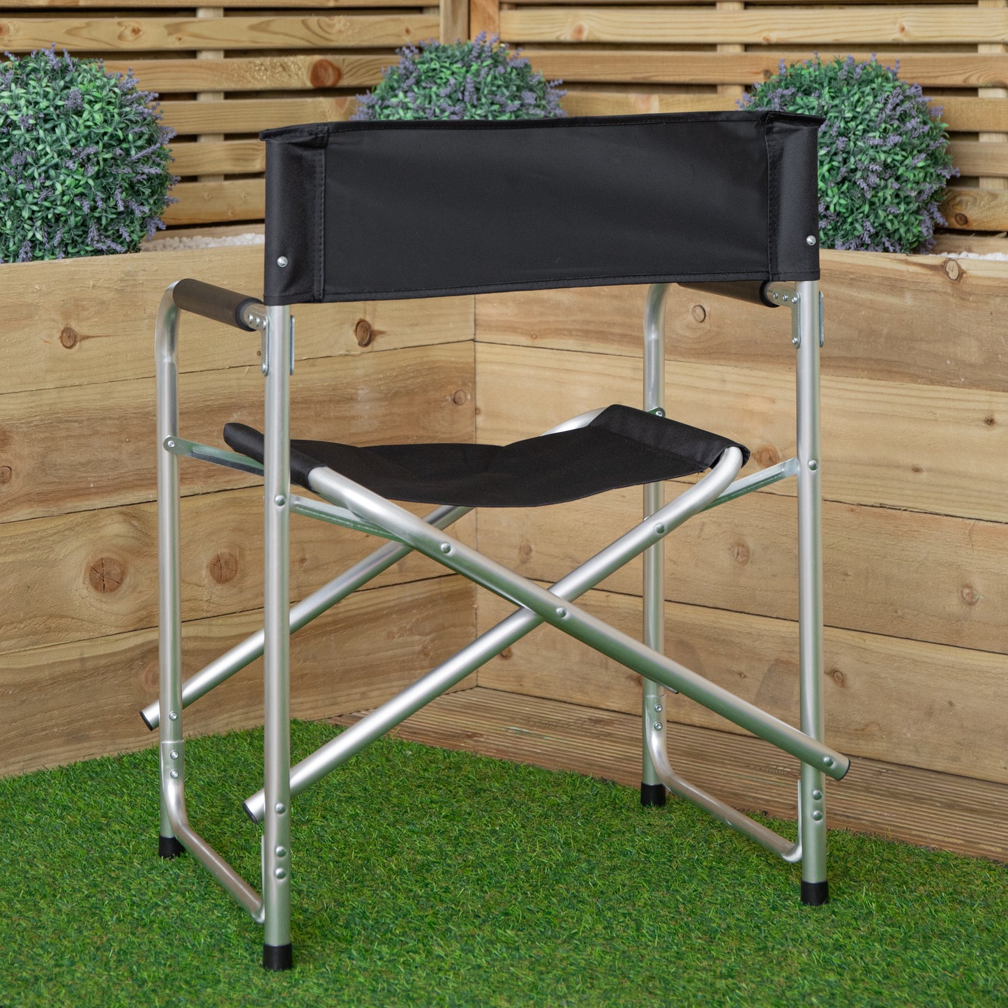 Outdoor Folding Garden Canvas Chair with Aluminium Frame in Black