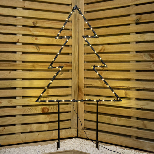 53cm x 60cm Light up Dewdrop Metal Christmas Tree with 90 LEDs and Garden Stakes