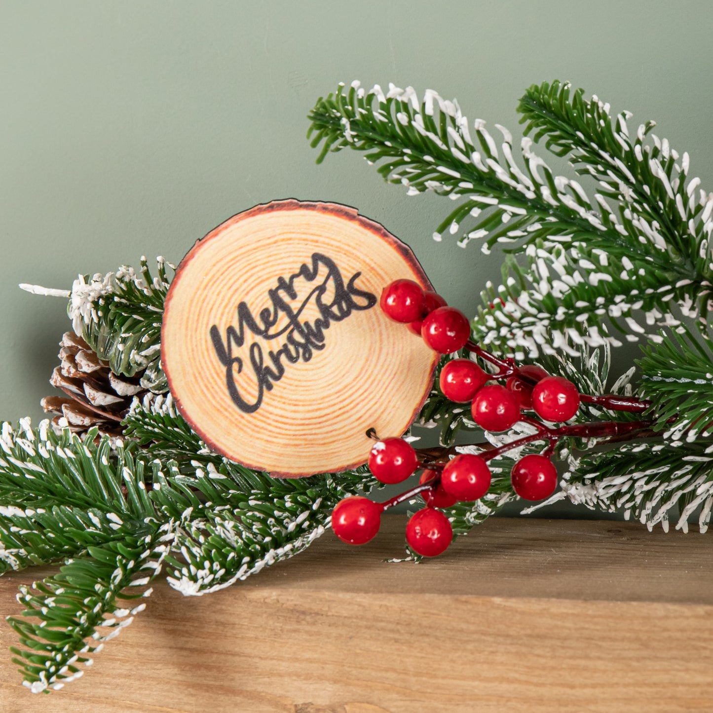 1.9m Christmas Frosted Pinecone Garland with Red Berries and Baubles