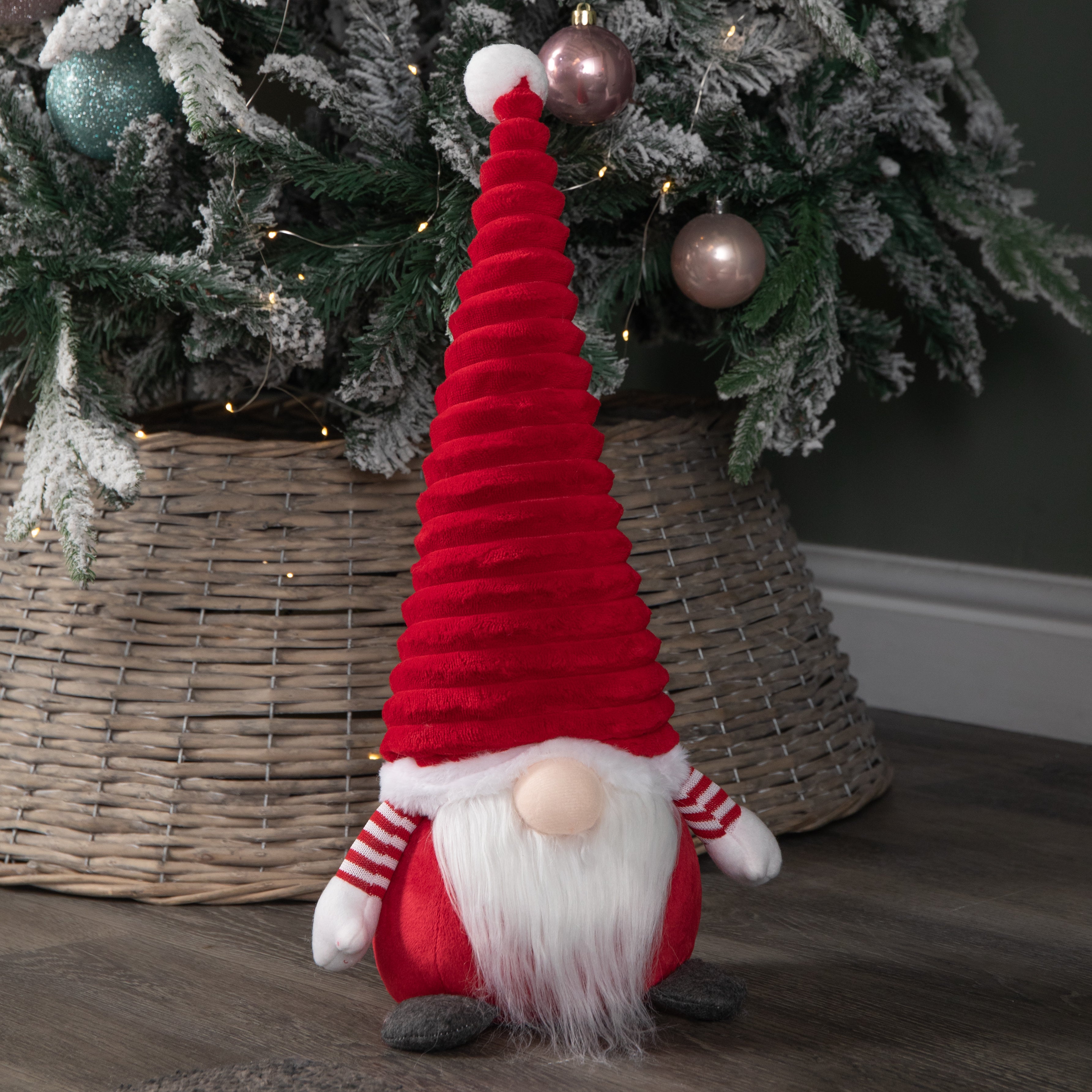 51cm Large Sitting Plush Christmas Gonk with Grooved Hat in Red