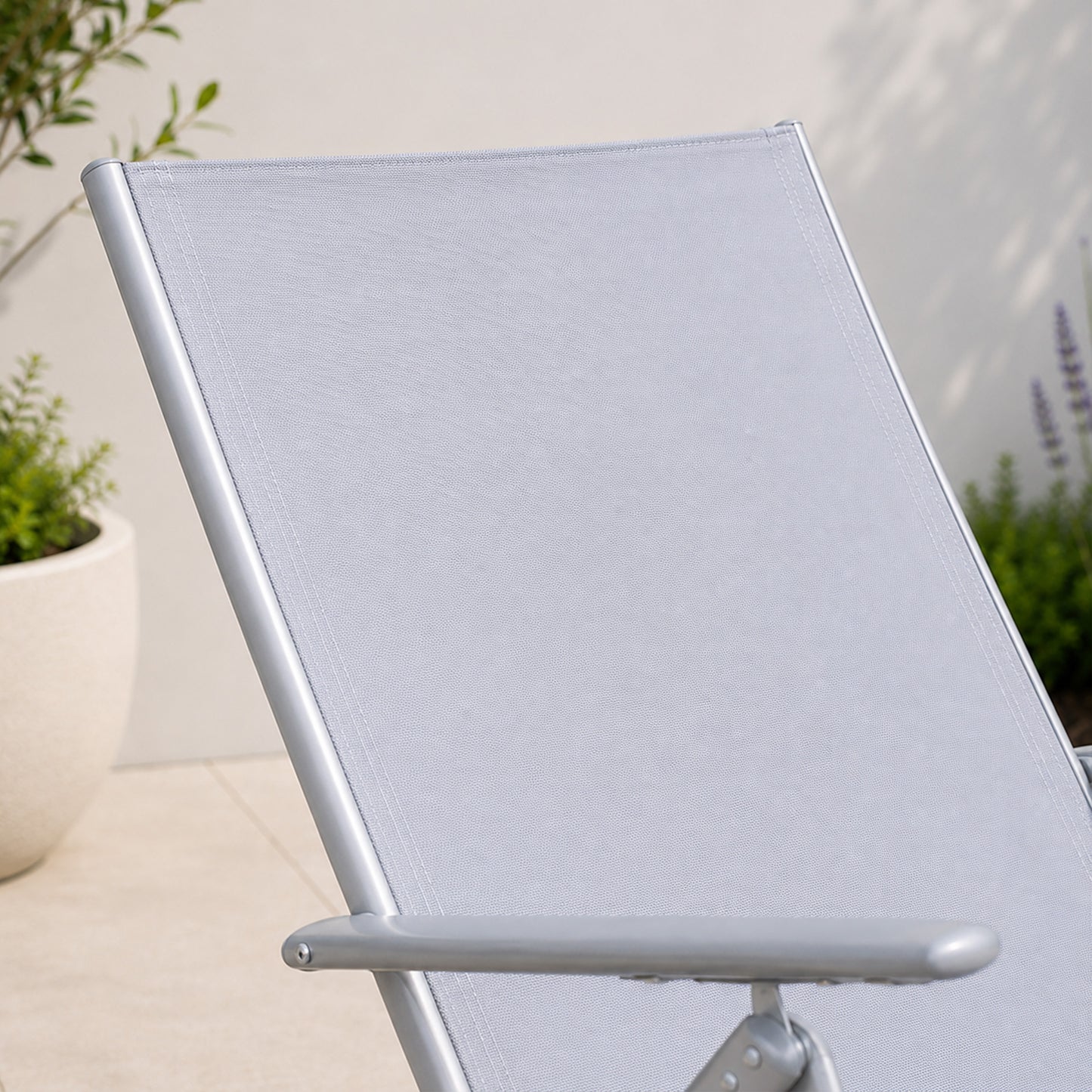 Outdoor Garden Patio Multi Position Reclining Folding Chair in Grey
