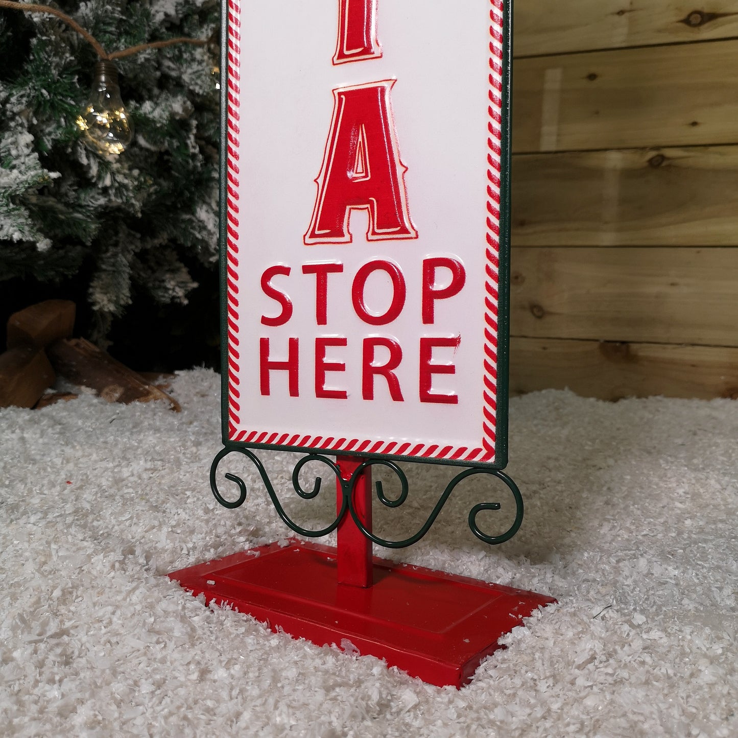 86cm Red and White Santa Stop Here Sign Christmas Decoration