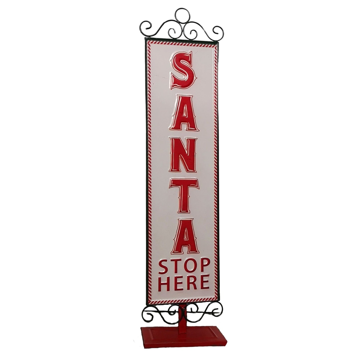 86cm Red and White Santa Stop Here Sign Christmas Decoration