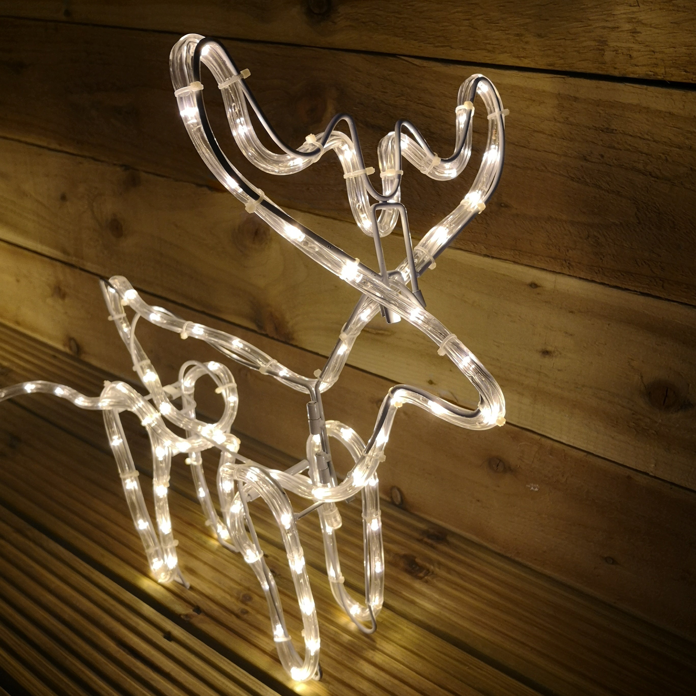 1.4m LED Reindeer with Sleigh Christmas Rope Light Silhouette in Warm White