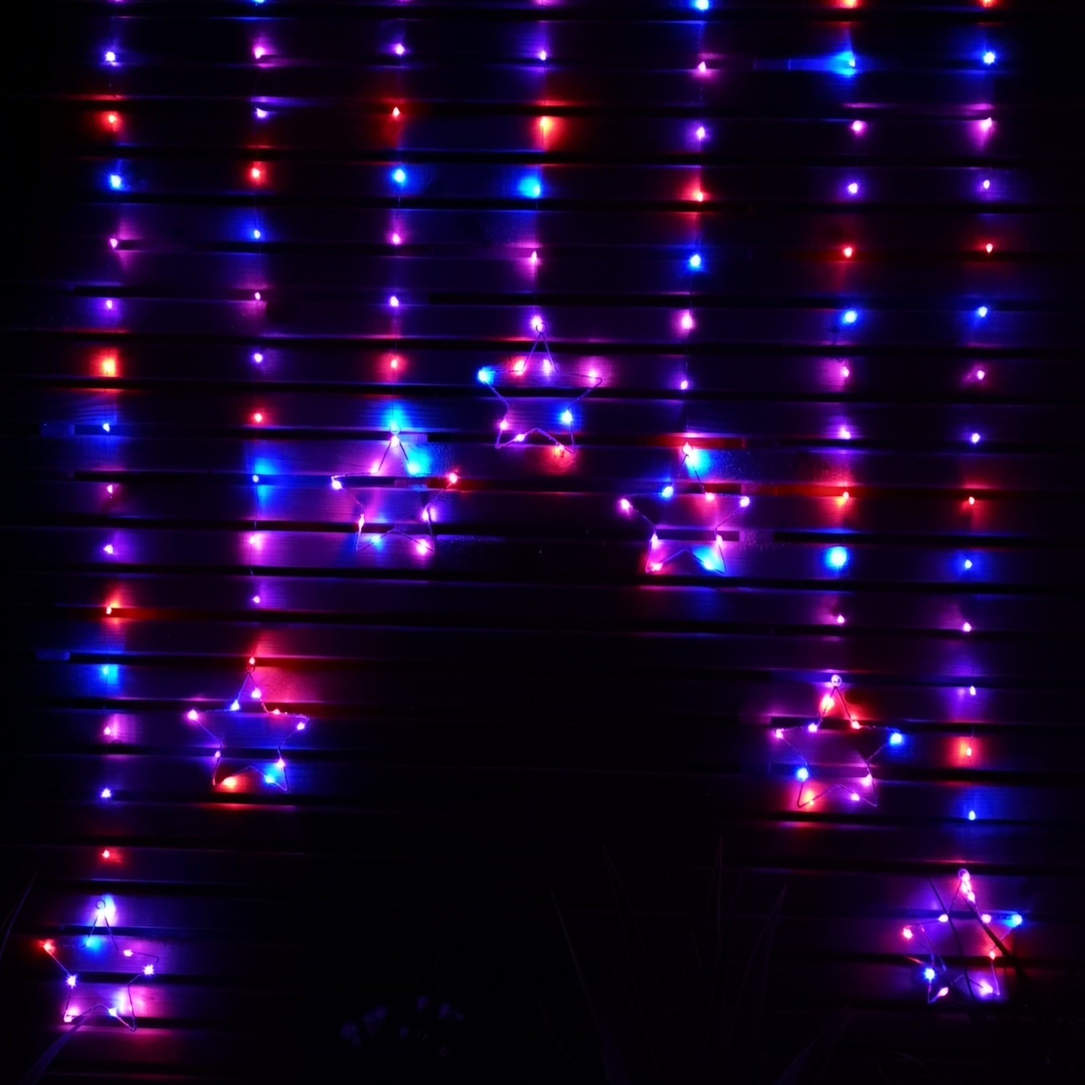 1.2m Battery Operated Christmas Star Curtain Lights with 140 Rainbow LEDs