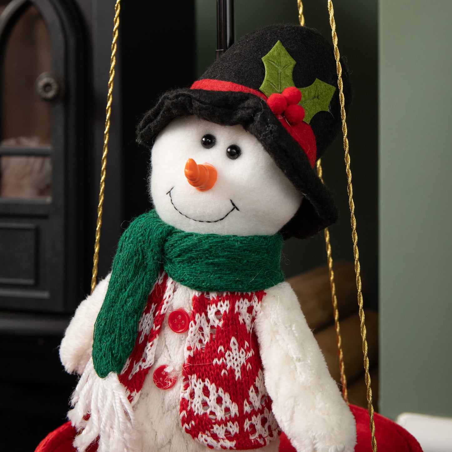 1m Tall Plush Snowman Christmas Hot Air Balloon with Extension Pole Hanging or Table Decoration