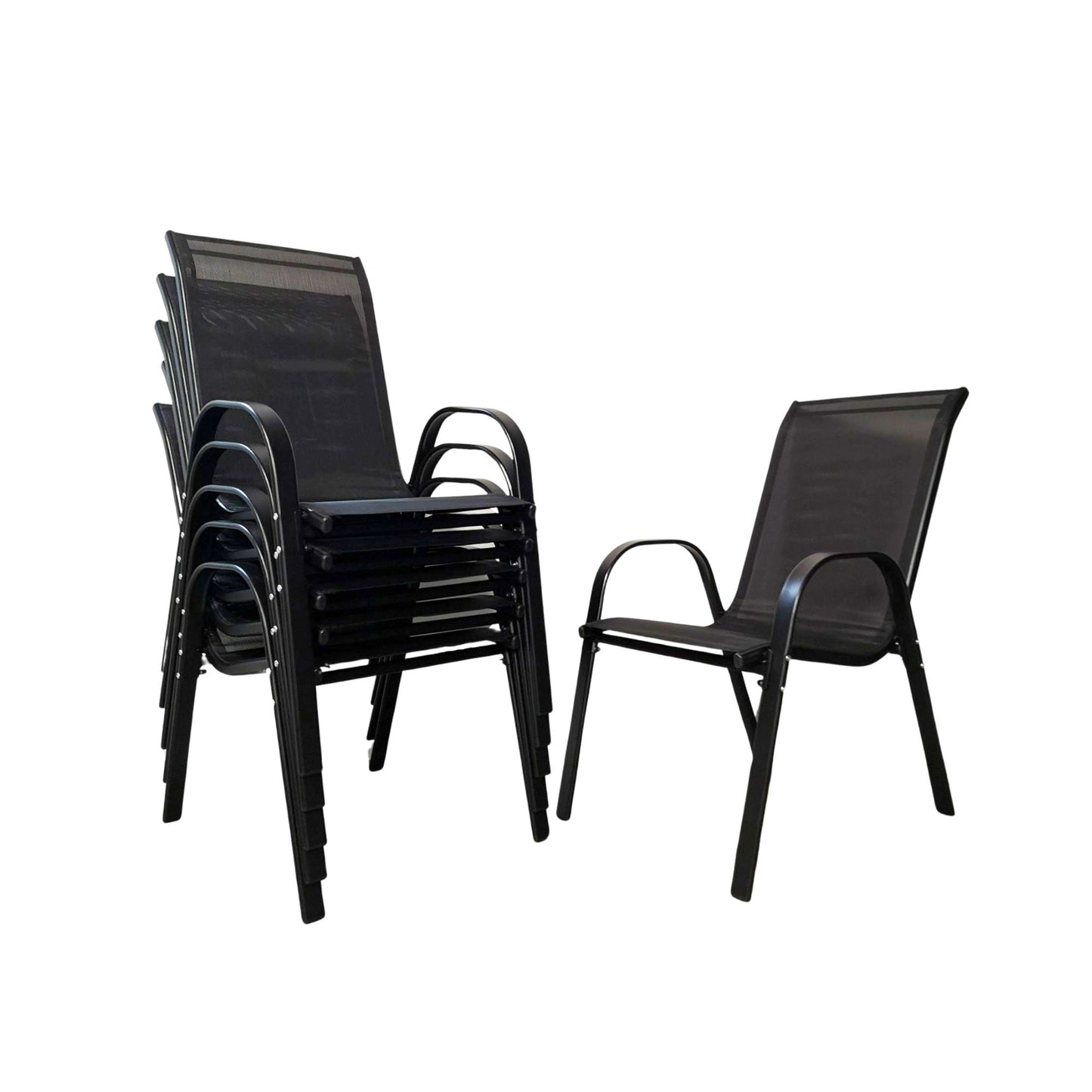 Set of 6 Outdoor Garden Patio Textilene Furniture Chairs in Black