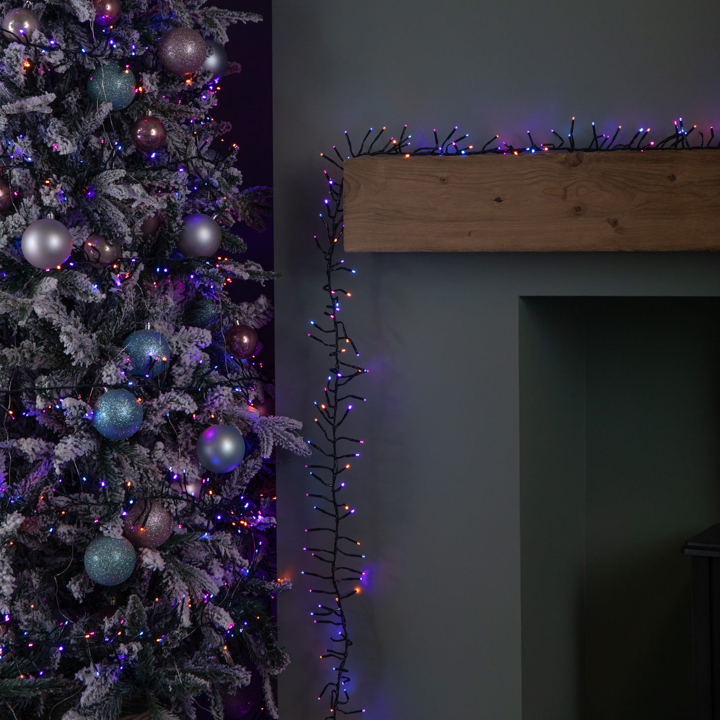 6.2m 480 LED Christmas Cluster String Lights with Timer in Rainbow