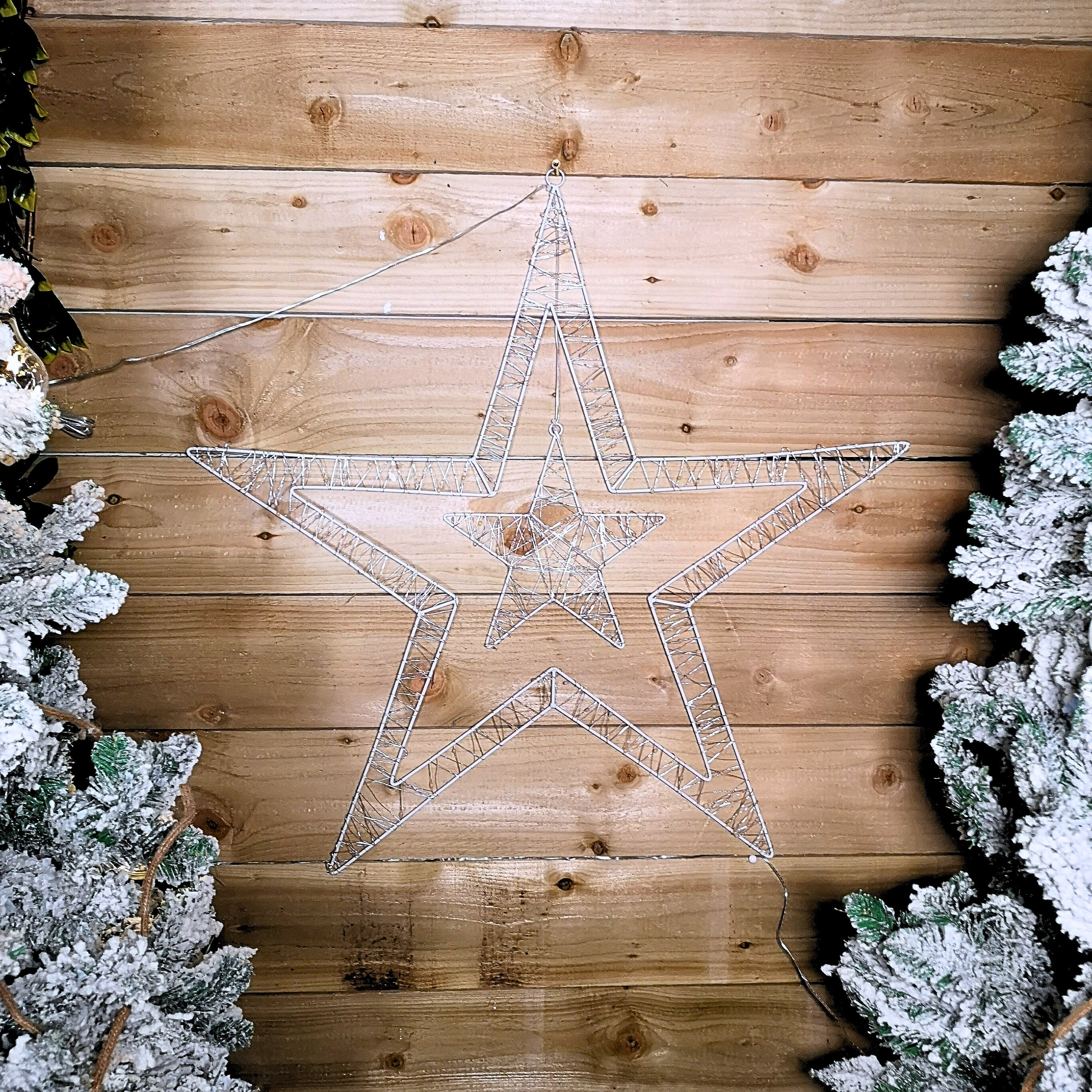 80cm Light Up Double Star Christmas Decoration with 140 LED in Rainbow