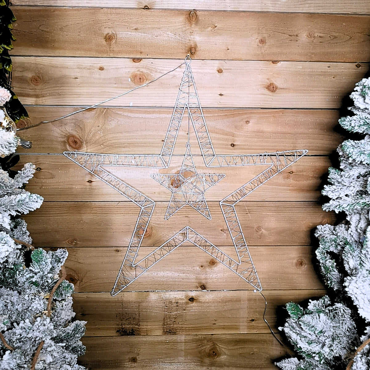 80cm Light Up Double Star Christmas Decoration with 140 LED in Rainbow