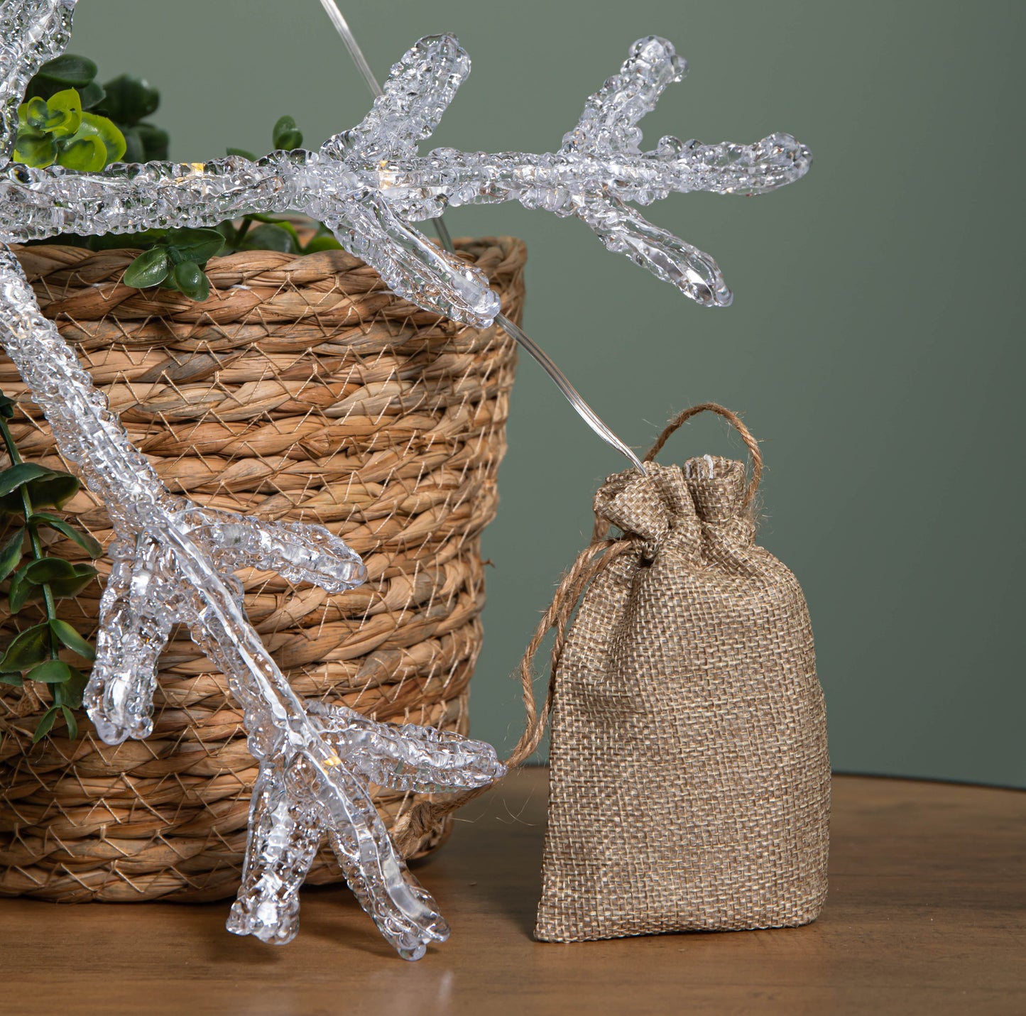 37cm Battery Powered Light up Ice Christmas Snowflake Hanging Decoration with Warm White LEDs