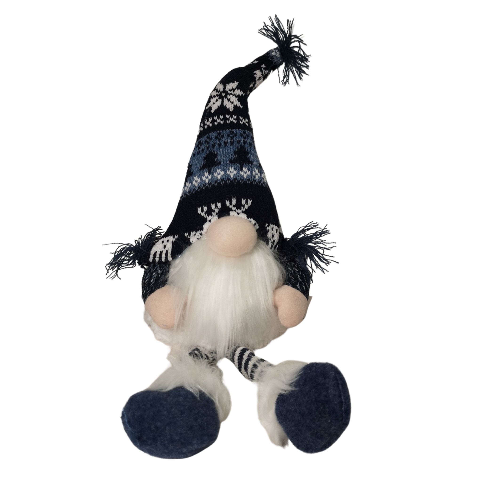 50cm Battery Operated Light Up Sitting Christmas Gonk with Dangly Legs in Dark Blue