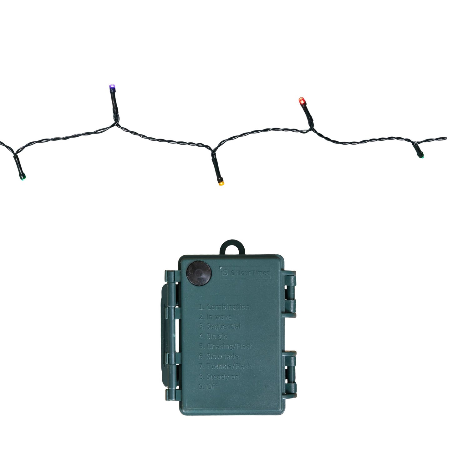 200 LED 20m Premier Christmas Indoor Outdoor Multi Function Battery Operated String Lights with Timer in Multicoloured