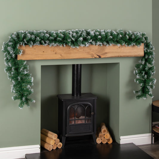2.7m (9ft) Snow Tipped Green Christmas Garland