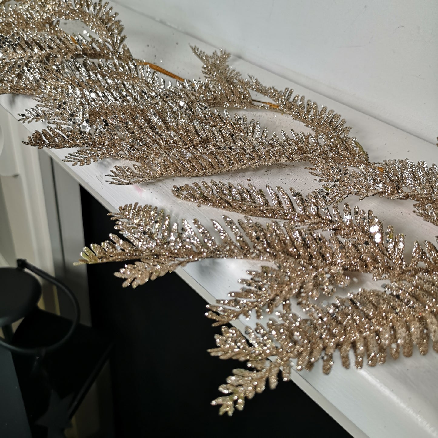 1.6m Light Champagne Glitter Fir Christmas Garland Decoration