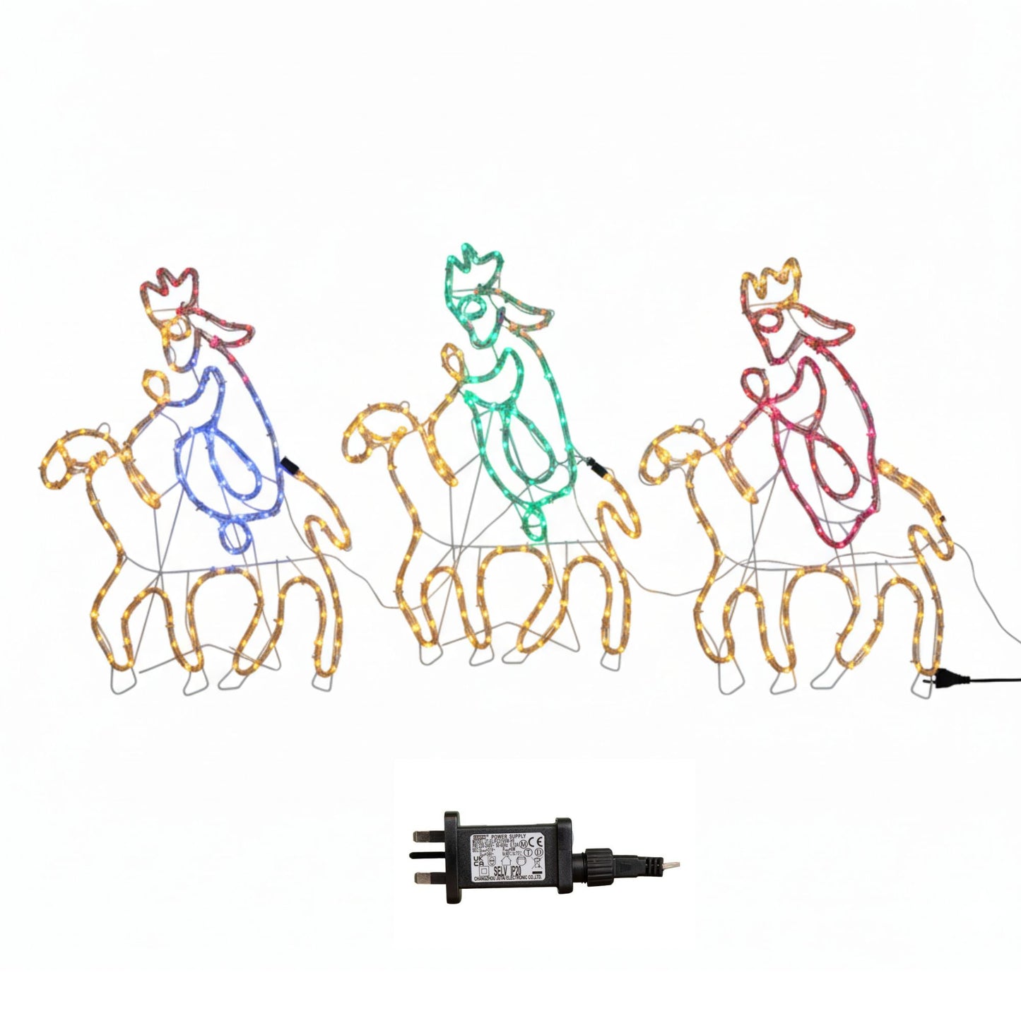 70cm Light up Three Wise Men Silhouette Rope Light Christmas Decoration with LEDs