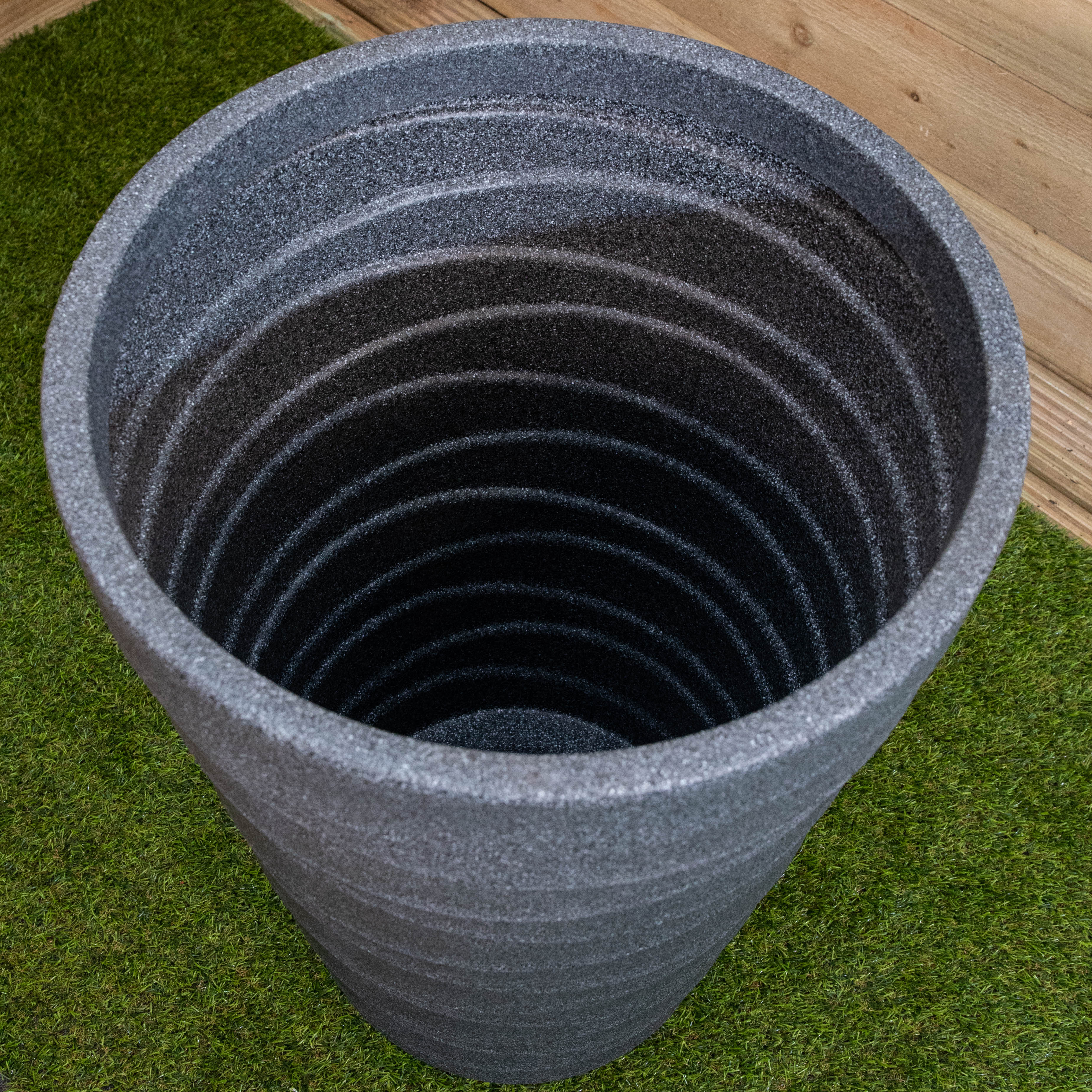 66cm Tall Round Grey Garden Patio Trojan Plant Pot