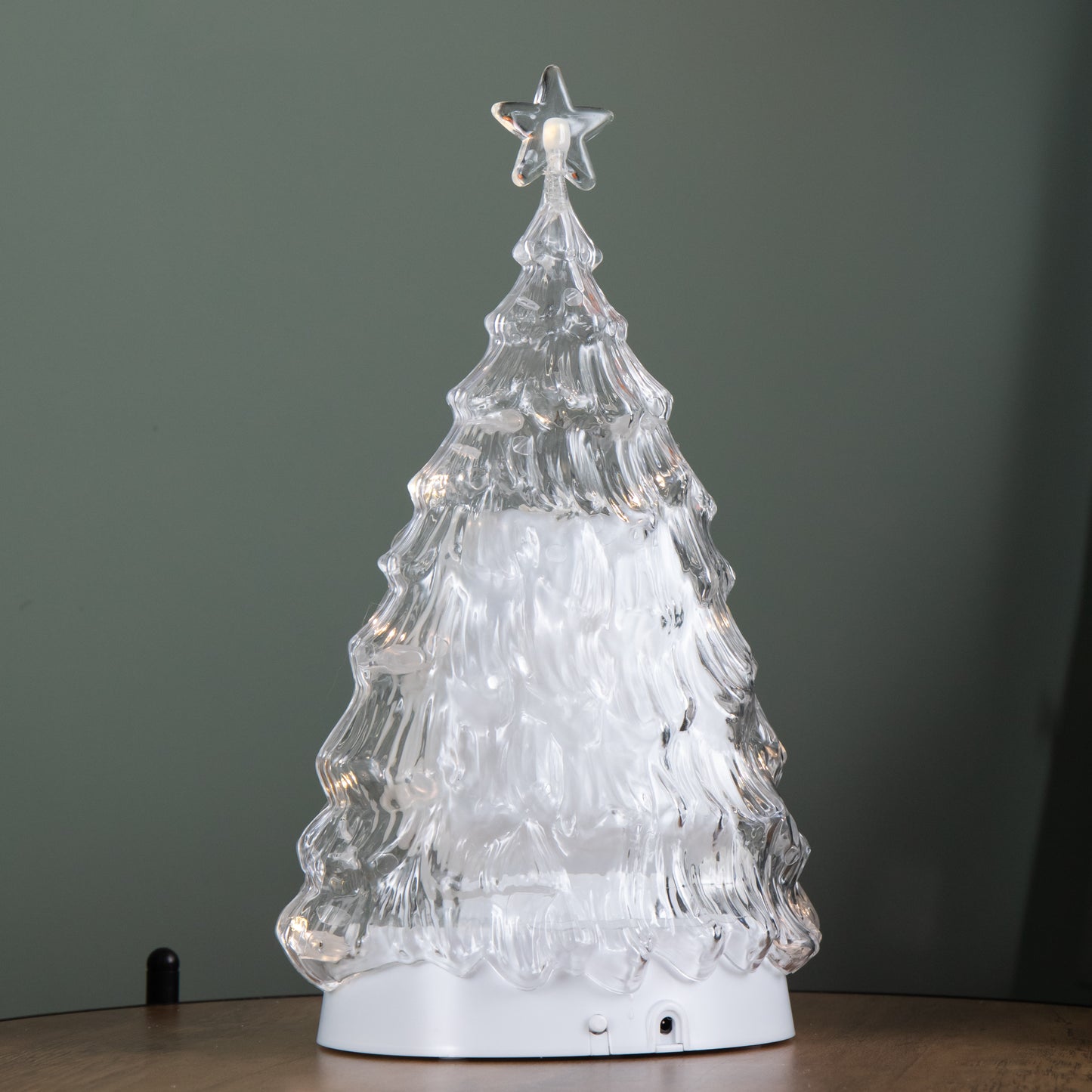 33cm Battery Operated Light up Christmas Tree Water Spinner with The Snowman & LEDs