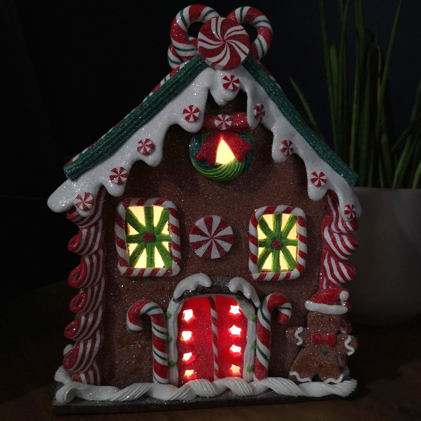 23cm Battery Operated LED Christmas Gingerbread Candy Chalet Decoration
